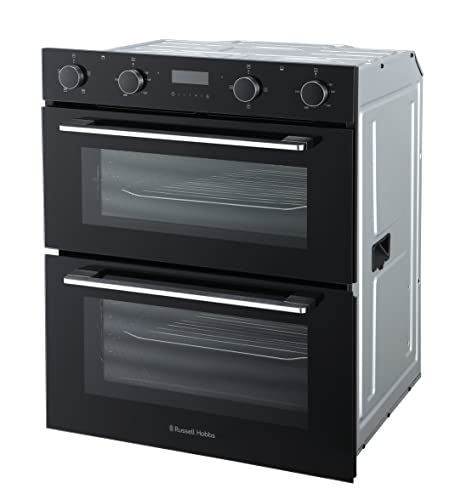 Russell Hobbs 72cm High, 60cm Wide, Black, 92L, Built Under, Electric Fan Double Oven, RH72DEO1001B - Free 2 Year Guarantee