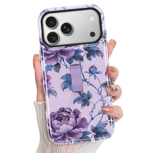 Coque iPhone 17 Pro silicone fleurie avec béquille idéale pour vos vidéos