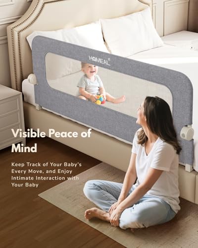 HOMEAL Toddler Bed Rails - 47"x24" Foldable Baby Bed Rail Guard with U-Shape Base - Kids Guard for for Twin, Full, Queen, King Beds - Breathable Bed Rail for Baby, Grey, 1 Pack — view 4