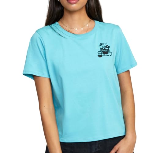 RVCA Women's T-Shirt Bleu Femme Locked Down Ss, Multicoloured, L