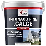 ARCANE INDUSTRIES Intonaco a Calce fine per Decorazione Interna ed Esterna - TRADIPLUS - 15 kg (Fino a 14 m²) Mykonos Bianco Puro