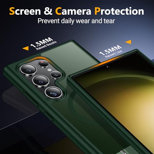 Image of SPIDERCASE Magnetic for Samsung Galaxy S23 Ultra Case, [3 Stand Ways][ Military Grade Drop Protection] with Invisible Stand Shockproof Slim Case for Samsung Galaxy S23 Ultra 6.8 inch, Green