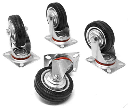 Roulettes pivotantes en caoutchouc noir WEN CA5123W kit de 4 roues de rechange charge 220kg