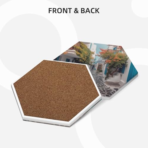 Dessous de verre avec support absorbant céramique Grèce dos en liège lot de 6