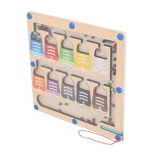 Placa de Madeira do Labirinto de Número de Cores, Portátil Melhora a Concentração Quebra-cabeça Ecol