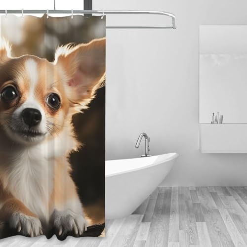 Rideau de douche imperméable chihuahua pour éviter l'eau sur le sol - 2