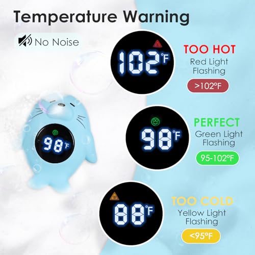 Image of Baby Bath Thermometer & Room Thermometer for Infants - Bath Tub Water Temperature Thermometer with Safety Temp Warning - Otter Floating Bath Toy for Girls Boys Newborn Kids