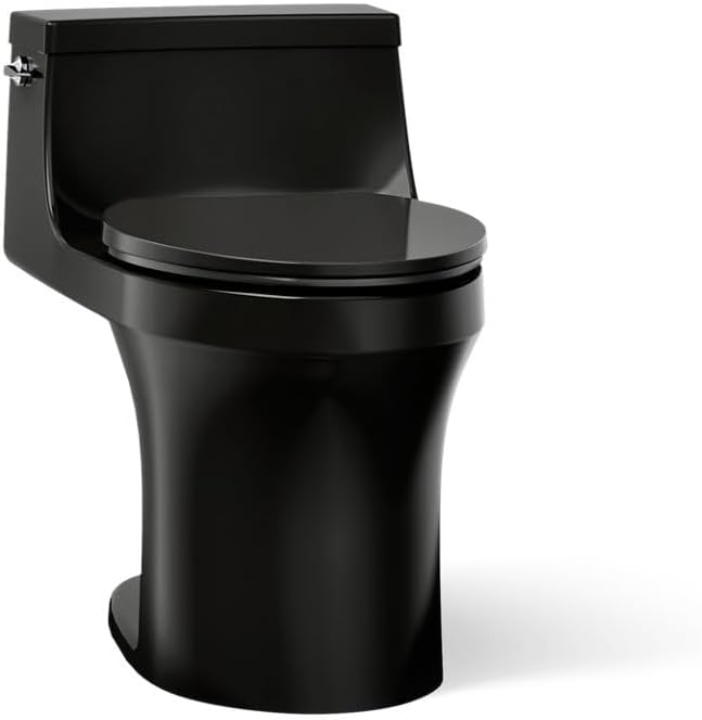 KOHLER K-5172-7 San Souci Comfort Height Compact Elongated 1.28 GPF Toilet with Aqua Piston Flushing Technology and Left-Hand Trip Lever