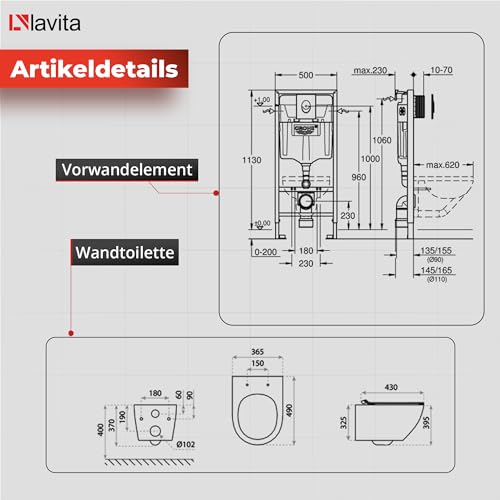 LAVITA Vorwandelement Solido Start + Wand Hänge WC Sofi Slim Golden Eye Gold Spülrandlos + WC-Sitz SoftClose Verchromter Knopf Komplettset Unterputz Spülkasten Toilette Komplett Sett WC – Bild 3