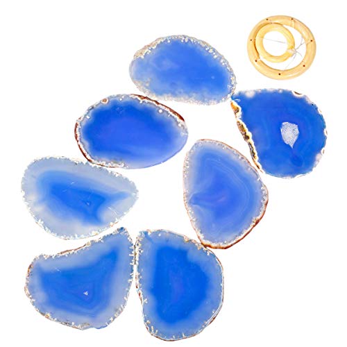 Nupuyai Large Blue Agate Slices Wind Chimes for Garden Home Decor Crystal Stone Hanging Ornament Wind Bell for Outdoor Indoor 82cm - Image 3