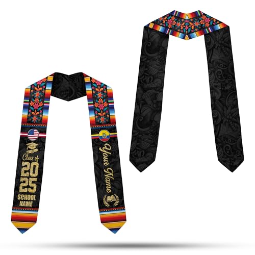 Mostefy Personalized Ecuadorian Graduation Stole 2025, Custom Graduation Stole Ecuador, Ecuador Graduation Sash for Students2