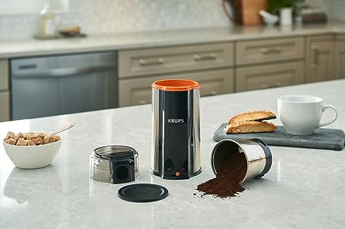 KRUPS: 3oz Coffee Grinder, Ultimate Silent Vortex Plastic and Stainless Steel Grinder with Removable Bowl Mess-Free, 8 Times Quieter, 2 Speeds 240 Watts,Dry Herbs,Dishwasher Safe,12 cups ground Silver by KRUPS - Image 6