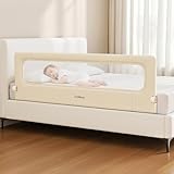 TodiNest Folding Bed Rail for Toddlers, Baby Bed Rail Guard with Reinforced Anchor Safety System, Toddler Bed Rails for King Size Beds, Twin, Full, Queen (Khaki, 71' L x 21.6' H)