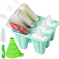 Popsicle Mould，Popsicle Molds 6 Pieces Silicone Ice Pop Molds BPA Free Popsicle Mold Reusable Easy Release Ice Pop Make (Green)
