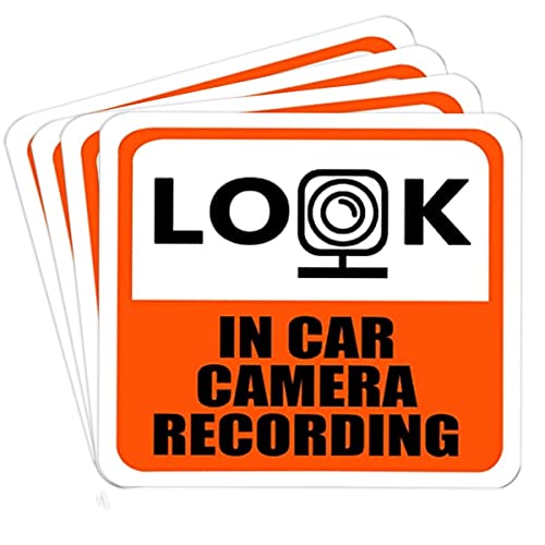Besttile - 4 Inch Car Camera Security Sticker Vehicle Safety Sign Audio Video Recording Sticker for Driver Dashboard Window,Dash Cam Accessories,8 Pcs - -50%