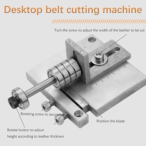 NGARY Lederstreifen-Schneidemaschine, 90 Mm Edelstahl-Lederstreifen-Schneidwerkzeug Mit G-Klemme, 10 Klingen Und Schraubenschlüssel, Ideal Für Geschirrleder Und Gürtelleder