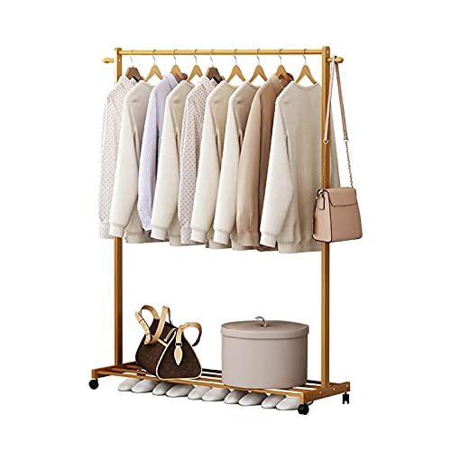Genérico Perchero de Madera Maciza Resistente para Uso en el Suelo, Perchero para Colgar Ropa de un Solo Poste para Dormitorio, con función de Secado