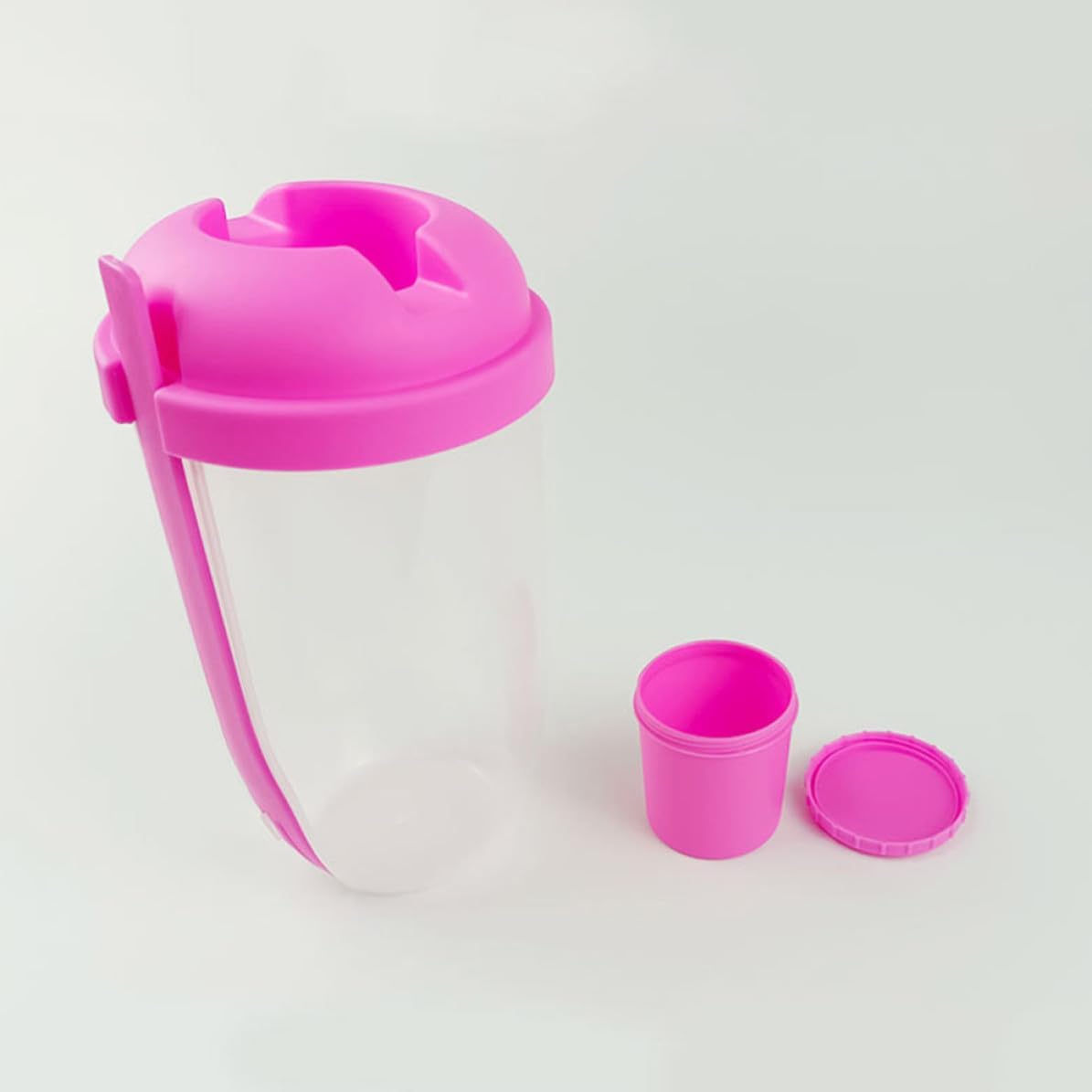 2pcs Portable Salad Cup with Fork and Lid, 1000ml Plastic Shaker