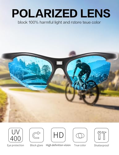 Image of BIRCEN Mens Polarized Sunglasses for Sports: TR90 Lightweight Sun Glasses Wrap Around Shades for Fishing Driving Cycling