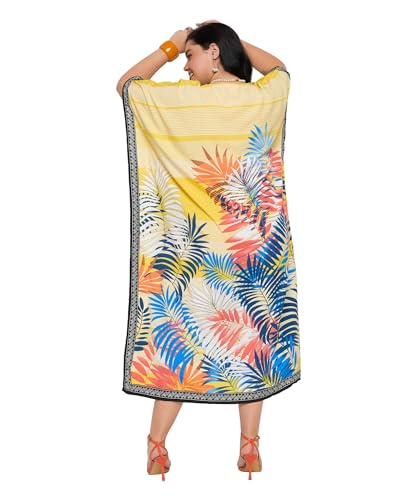 Image of Gypsie Blu Women Plus Size Kaftan Dress Beach Cover Up Maxi Dresses for Women, V-Neck Kimono Sleeve 1X-3X