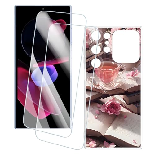 OAGELIM 2�Z�b�g �X�N���[���v���e�N�^�[ + �P�[�X Oukitel C72 (6.88 �C���`) �Ƃ̌݊������� �A�[�e�B�X�e�B�b�N�J�X�^���v�����g�J�o�[�Ƌ����K���X�t�B���� �X�N���b�`�h�~ (�s���N�̌ߌ�)