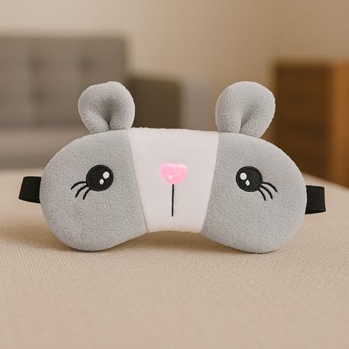 Image of Jenna Premium Eye Mask,Ultra Smooth Adjustable Sleep Mask&Blind Fold|For Sleeping,Travelling|Eye-Cover Light (Rabbit Grey Gel)