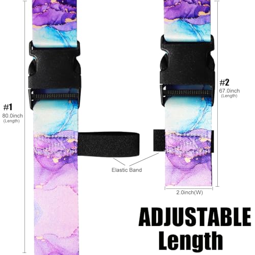 Image of Luggage Straps for Suitcases TSA Approved-2 Pack Bright Personalized Luggage Belt Strap for Suitcase /Carry On Bag Luggage Accessories for Travel (Blue Marble)