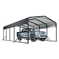Unovivy 15x25 FT Metal Carport, Large Outdoor Heavy Duty Carport with Galvanized Steel Roof and 4 Support Feet, Spacious Vehicle Shelter for Cars, Boats, RVs, and Outdoor Equipment