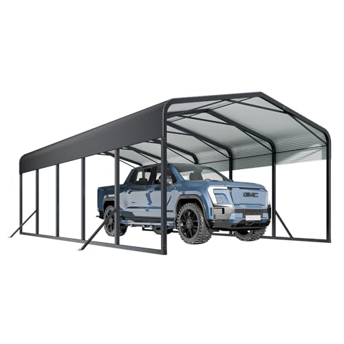 Unovivy 15x25 FT Metal Carport with Steel Roof