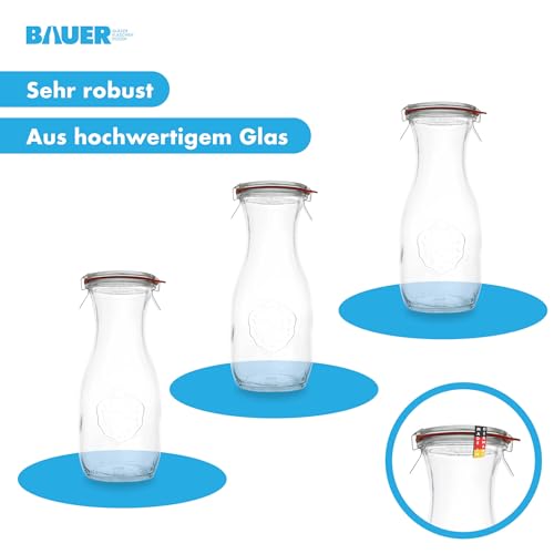 Foto von WECK 8er-Pack 1000ml Saftflasche Set - 1L Glasflaschen - Ideal für Milch, Säfte, Smoothies, Flaschen mit Deckel und Dichtung, zum Selbstbefüllen - Inklusive Etikett - Made in Germany