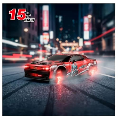 Image of Rc Drift Remote Control Car 1:24 Scale, High-Speed, 4Wd, Lights, Rechargeable Racing Car, Drifting Tires, 2.4Ghz, for Kids (RC Ghost Drift - Multicolor)