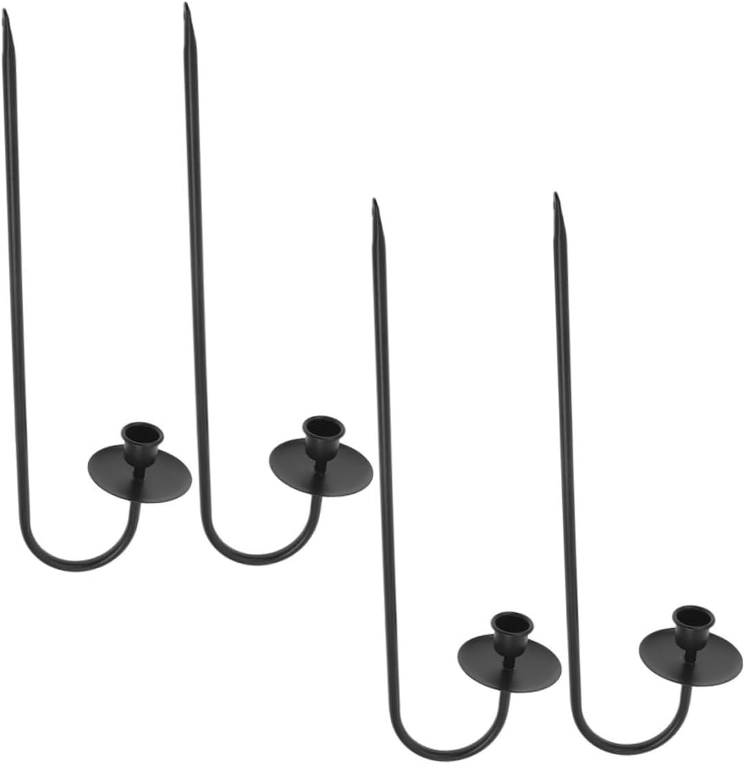 4pcs Metal Wall Candle Sconces for Taper Candles, Black