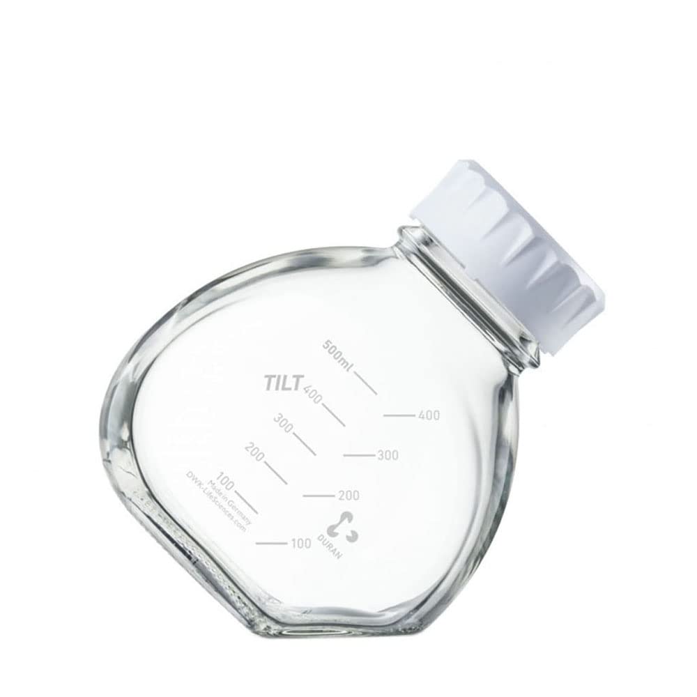 218914459 TILT Bottle, Clear Glass Complete with White GL56 Polypropylene Screw Cap, Non-Sterile, 500 ml (Pack of 4)
