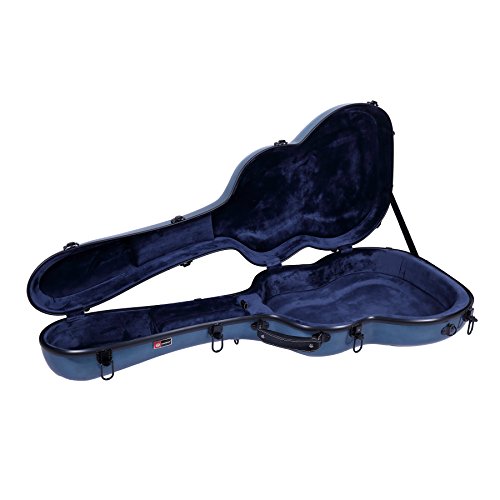 Image of Crossrock OM /000 Guitar Case, Compatible to 4 /4 Classical Guitar, Premium Fiberglass Shell Backpack Case in Blue (CRF2000OMBL)
