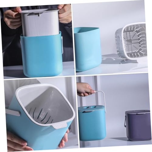 Papelera portátil rectangular con tapa azul miniatura 6