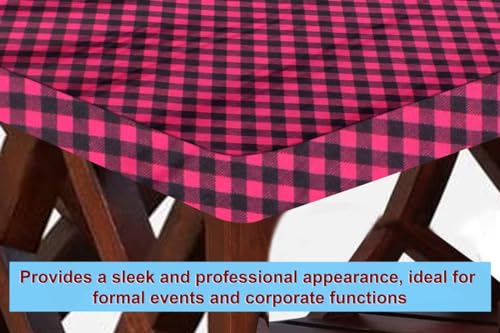 Image of The Furnishing Tree Elastic Rectangular Dining Table Cover WxL 36x48 in Inches Polyester Checkered Pattern Maroon