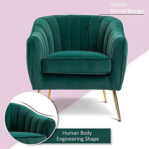HOMCOM Velvet Armchair Tub chair with Golden Metal Leg Living Room Furniture Green