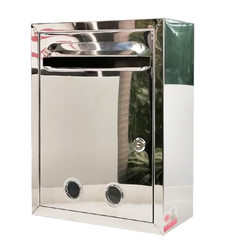 WANGRUIERHA Buzón Impermeable con Llave, Buzon Exterior Acero INOX, Periódicos, Sobres, Documentos y Paquetes Pequeños