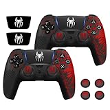 Meyaar Anti-Slip PS5 Controller Skin, PS5 Controller Accessories, Non-Slip Silicone PS5 5 Controller Cover Case with Thumb Grip Caps, Touch Pad Sticker and Cover Wrap Stickers (Pack of 2)