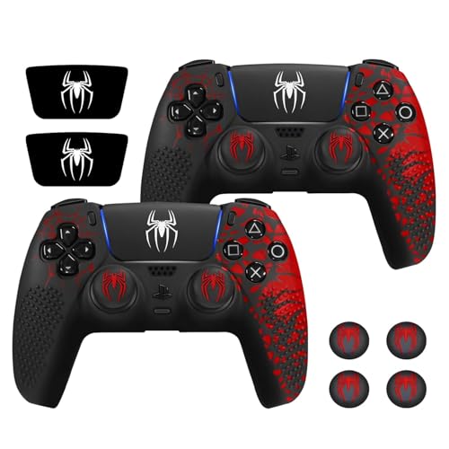 Image of Meyaar Anti-Slip PS5 Controller Skin, PS5 Controller Accessories, Non-Slip Silicone PS5 5 Controller Cover Case with Thumb Grip Caps, Touch Pad Sticker and Cover Wrap Stickers (Pack of 2)