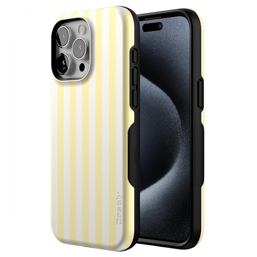 Casely iPhone 15 Pro Case | Butter Yellow Stripes | Sunday Best | Bold Protective Design | Compatible with MagSafe by Casely - Used condition - Image 2