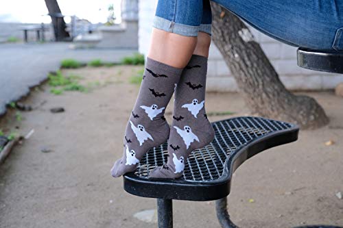 360 Threads Womens Novelty Socks 2 Pair Set Halloween (Jack-O-Lanterns & Ghosts) #TOP6