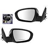 TRQ 2 Piece Driver and Passenger Side Mirror Assembly Set Electric Adjustment Heated No Memory Black Compatible with 2014-2015 Kia Optima KI1320175 KI1321175