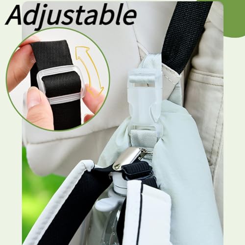 Image of Luggage Straps,2 PCS Luggage Strap Jacket Gripper,Adjustable Add-A-Bag Suitcase Belts with Hat Clip & Water Bottle Carrier for Hiking,Travel (Black)