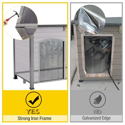 Aivituvin-Large-Dog-House-Outdoor-Indoor-Weatherproof-Dog-House-for-Small-Medium-Large-Dogs-with-Unique-All-Around-Iron-FrameRaised-FeetGrey Aivituvin Large Dog House Outdoor Indoor Weatherproof Dog House for Small Medium Large Dogs with Unique All Around Iron FrameRaised FeetGrey