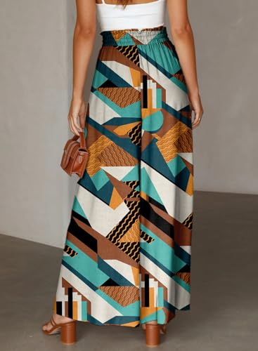 Image of Dokotoo Pants for Women Casual Elastic Waist Wide Leg Pants with Pockets