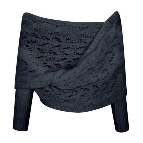 Scarf with Sleeves for Women Autumn Winter Hollow Lengthening Double Sleeve Shawl Casual Solid Color Wool Knitted Wrap2