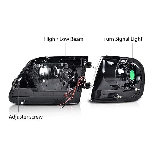 Image of G-PLUS Lightning Style Headlights LED DRL Light Strip Compatible with Ford Expedition 1997-2002 /Fit Ford F150 1998-2004 /Fit F250 1997-1999 Clear Lens Chrome Housing Amber Reflector