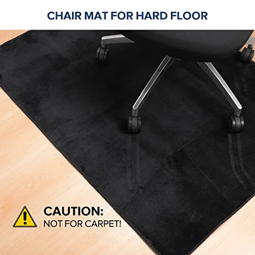 Qqpony Chair Mat For Hard Floor, 63"X51" Office Chair Mat For Hard Surface, Flannel Fabric Chair Mat For Hardwood Floors, Protector Floor Desk Rug For Home Office (Black) #TOP3