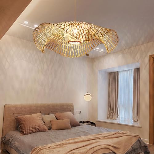 Lámpara de techo de ratán beige E27 para iluminar zonas oscuras con calidez 2